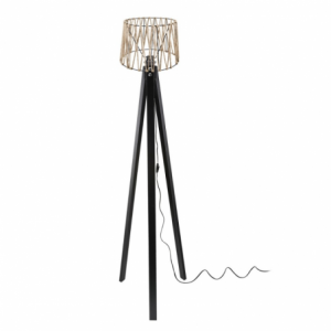 Lampada da terra Decone 1188 piantana nera paralume iuta