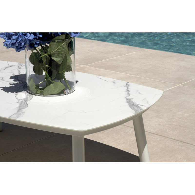Salotto Cadice Alluminio Bianco Bracciolo Effetto Legno Moia