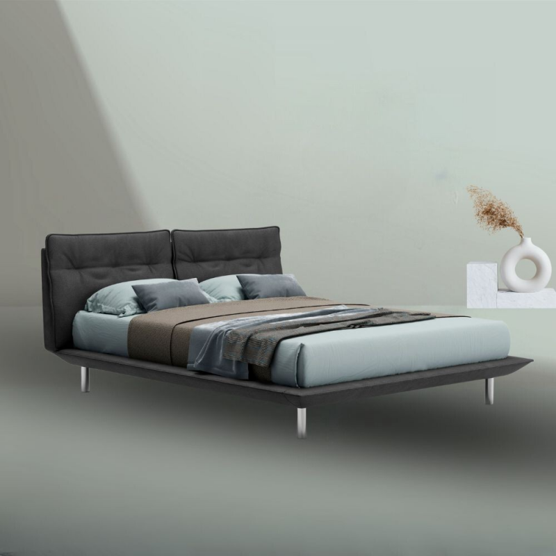 Letto Bolt matrimoniale fisso grigio scuro moderno e solido