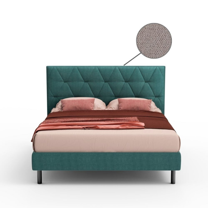 Letto Cody matrimoniale contenitore beige con testiera trapuntata