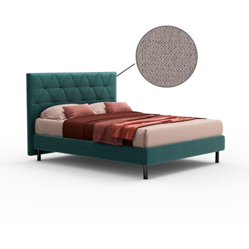 Letto Cody matrimoniale contenitore beige con testiera trapuntata