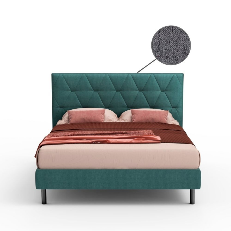 Letto Cody matrimoniale contenitore grigio testiera trapuntata