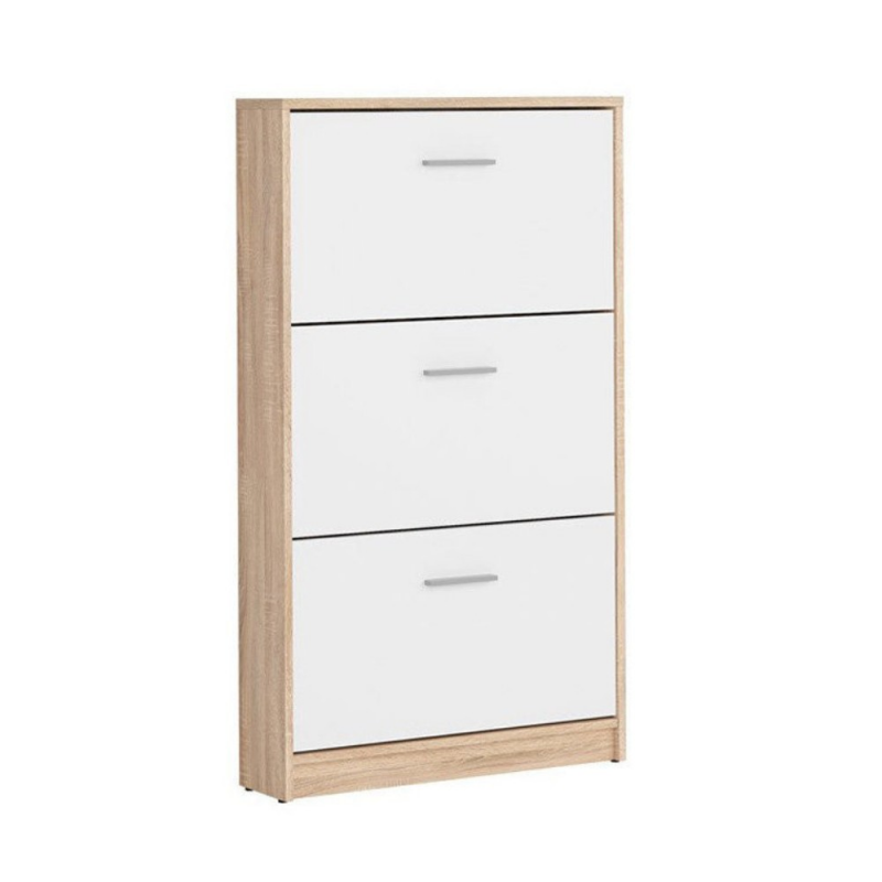 Scarpiera Nepo 3 scomparti rovere e frontali bianchi moderna