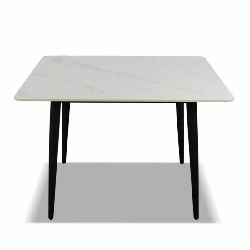 Tavolo Brot 120x70x75 cm piano bianco lucido gambe nere moderno