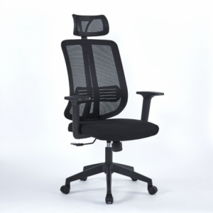 Poltrona ufficio Satia tessuto e mesh nero base nera ergonomica