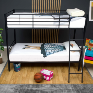 Letto a castello Monza in metallo nero robusto e salvaspazio