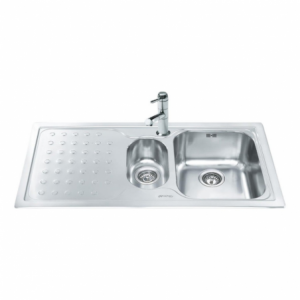 Lavello Smeg LV100S3 100x50 cm 1+1/2 vasche gocciolatoio inox