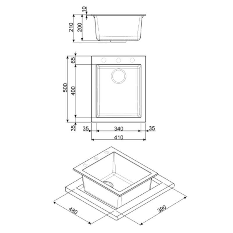 Lavello monovasca Smeg VZ40TT fragranite titanio 40 cm moderno
