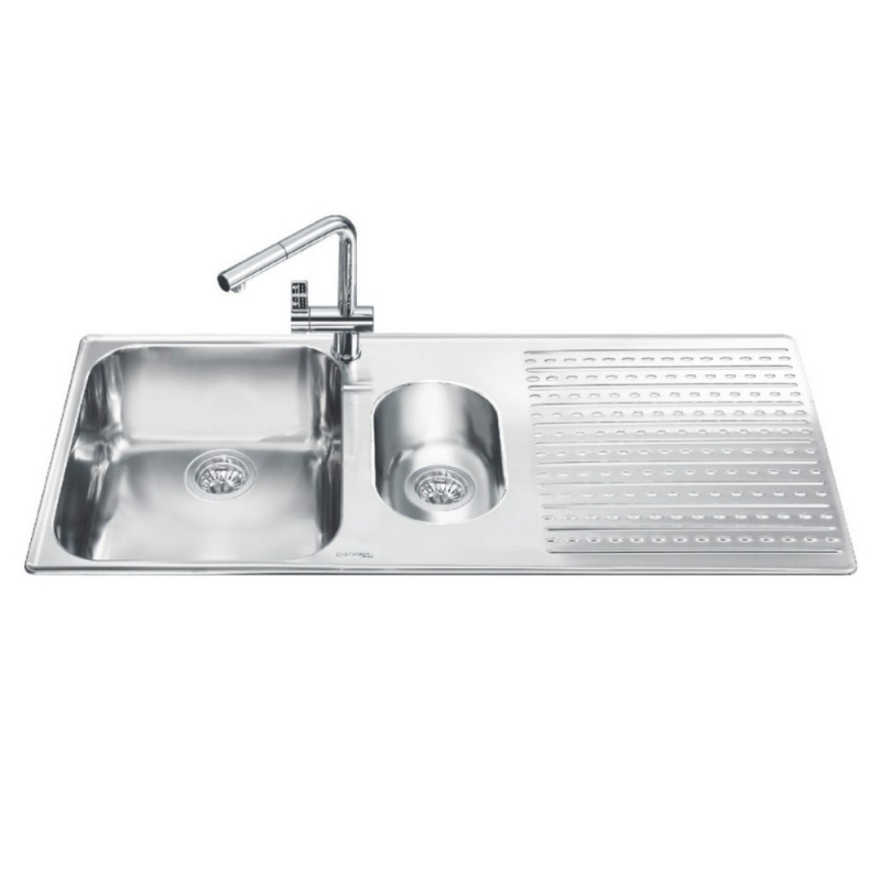 Lavello Smeg LTS102D2 inox 100x50 cm 1+1/2 vasca gocciolatoio
