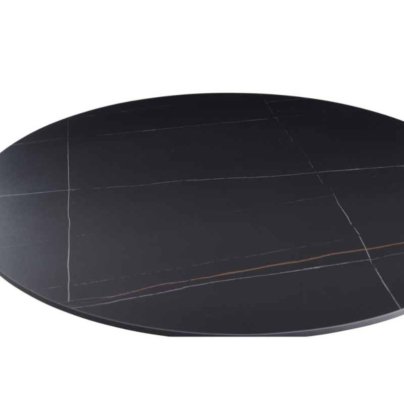 Tavolo rotondo Dot piano ceramica marmo nero opaco e oro