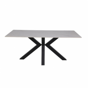 Tavolo Solid 180x90 piano ceramica marmo bianco lucido moderno
