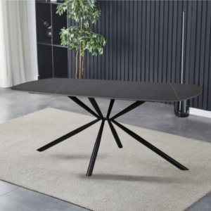 Tavolo Style fisso ceramica marmo nero opaco oro gambe nere