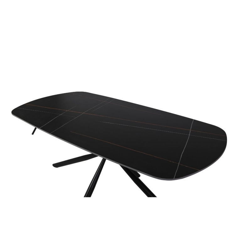 Tavolo Style fisso ceramica marmo nero opaco oro gambe nere