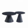 Tavoli da salotto Mush con piano in ceramica effetto marmo nero opaco con dettagli oro e con gamba nera