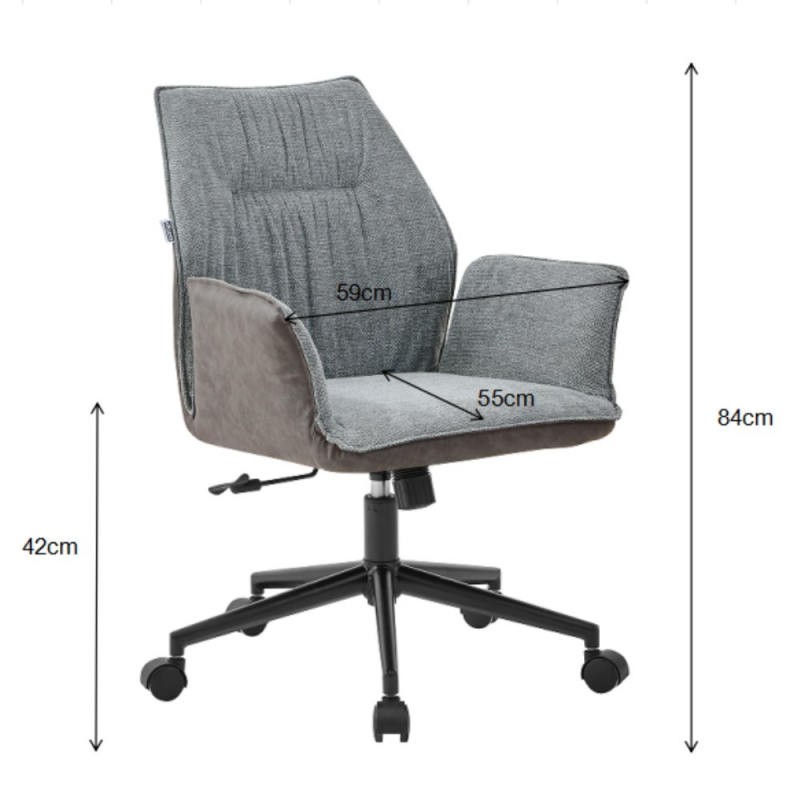 Set 2 poltrone girevoli Citra con rotelle retro elephant grigio