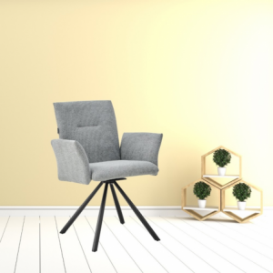 Set 2 sedie imbottite Mosaic tessuto grigio moderne e confortevoli