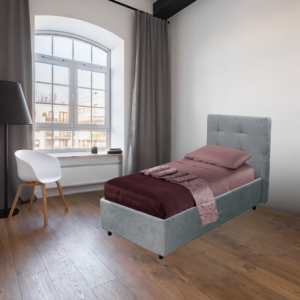 Letto singolo Ascoli contenitore tessuto grigio chiaro moderno