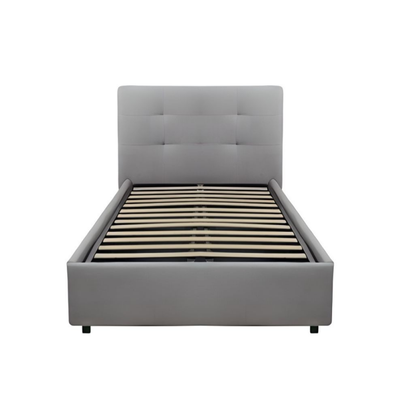 Letto singolo Ascoli contenitore tessuto grigio chiaro moderno
