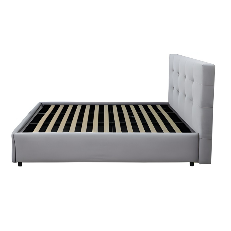 Letto singolo Ascoli contenitore tessuto grigio chiaro moderno