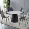 Tavolo rotondo Lauren in ceramica effetto marmo colore bianco lucido e base metallo nera