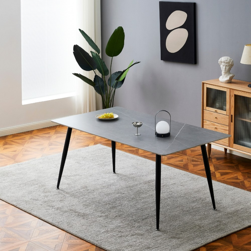 Tavolo Mila 140x80 ceramica effetto marmo grigio opaco moderno