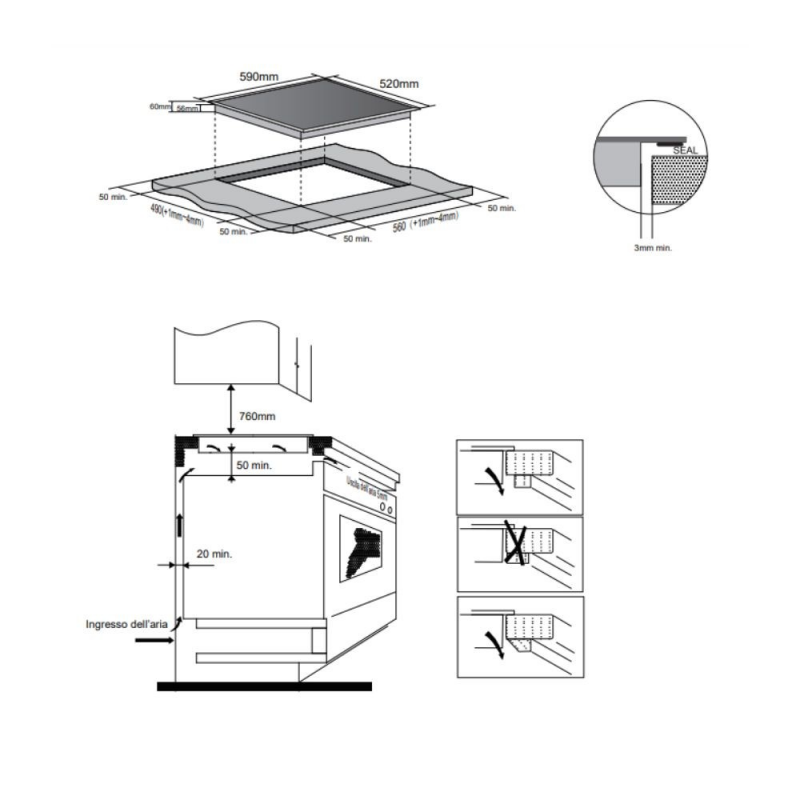 Piano cottura induzione incasso Master Kitchen MKHI604BK 4 zone nero