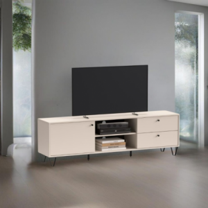 Porta TV Aldo1 con 2 cassetti anta e vani cashmere moderno
