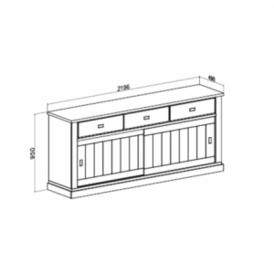 Zoom Madia Anthony67070 con 2 ante scorrevoli e 3 cassetti colore ancona oak
