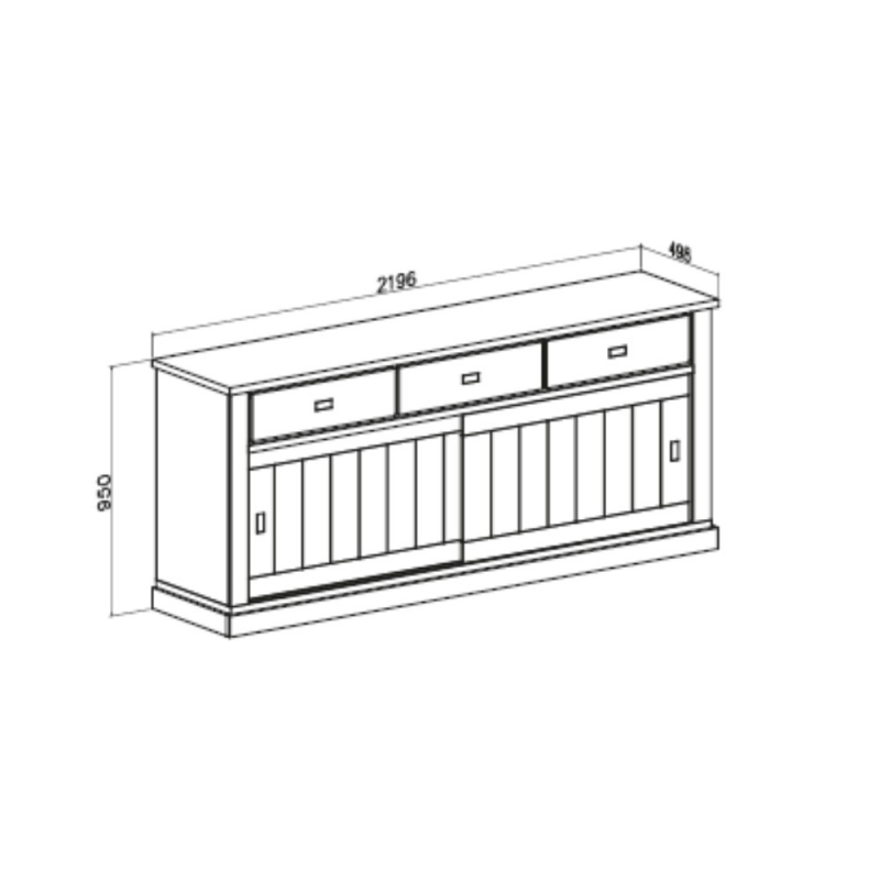 Madia Anthony67070 2 ante scorrevoli 3 cassetti rovere Wotan