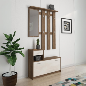 Mobile ingresso Rudolf con scarpiera noce eastwood spatolato