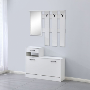 Mobile ingresso Rudolf XL bianco con specchio e scarpiera