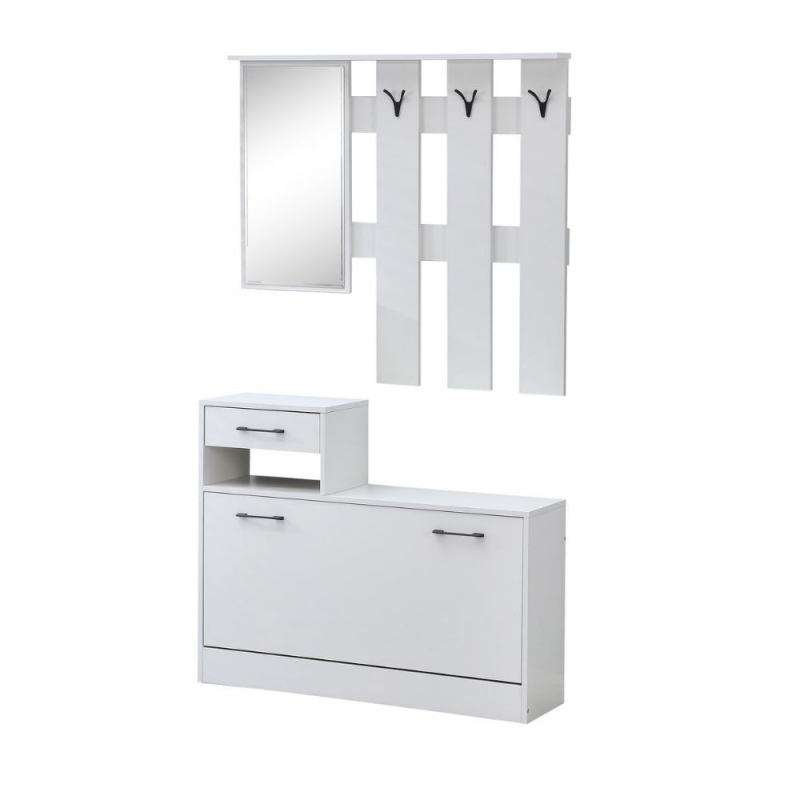 Mobile ingresso Rudolf XL bianco con specchio e scarpiera