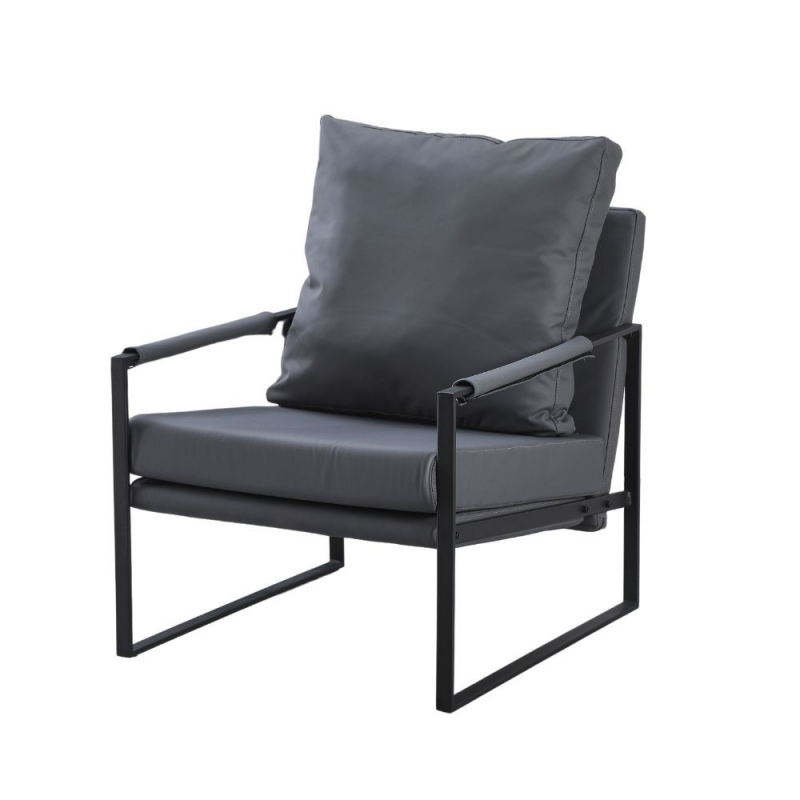 Poltrona Gimmy ecopelle grigio scuro struttura metallo nero