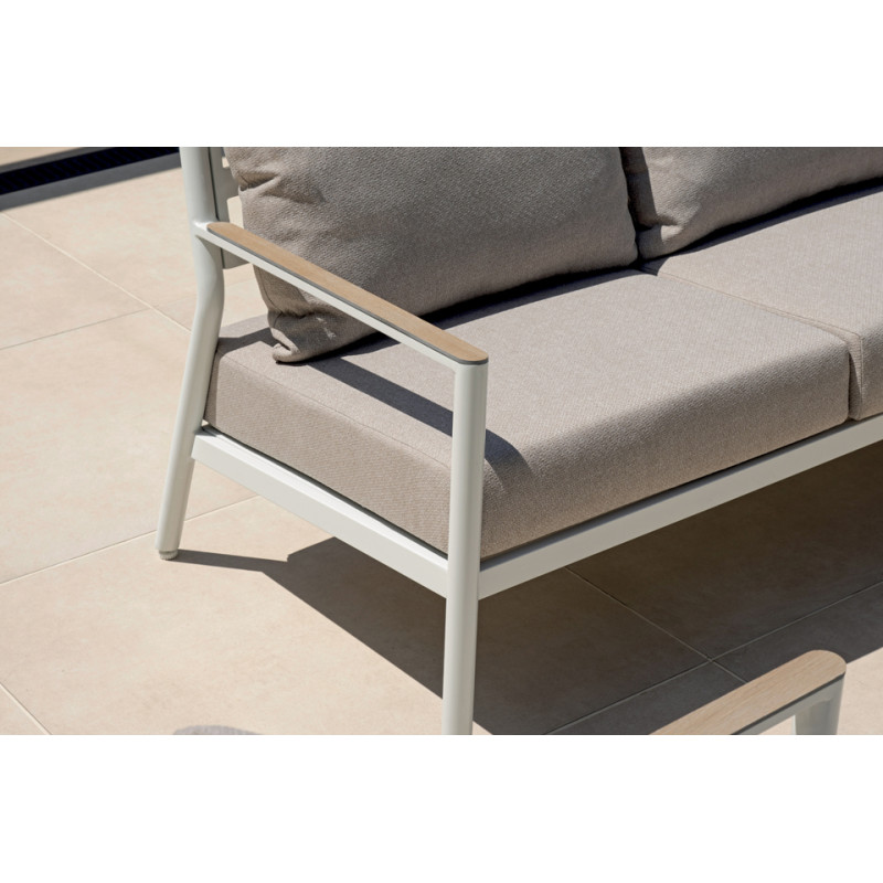 Salotto Cadice Alluminio Bianco Bracciolo Effetto Legno Moia