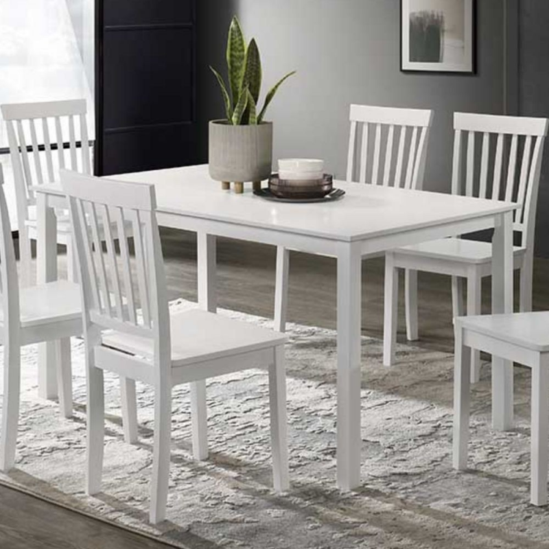 Tavolo Dori in legno bianco 140x80 cm elegante e robusto