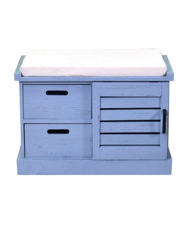 Zoom Panca legno 1 vani + 2 cassetti con cuscino blu
