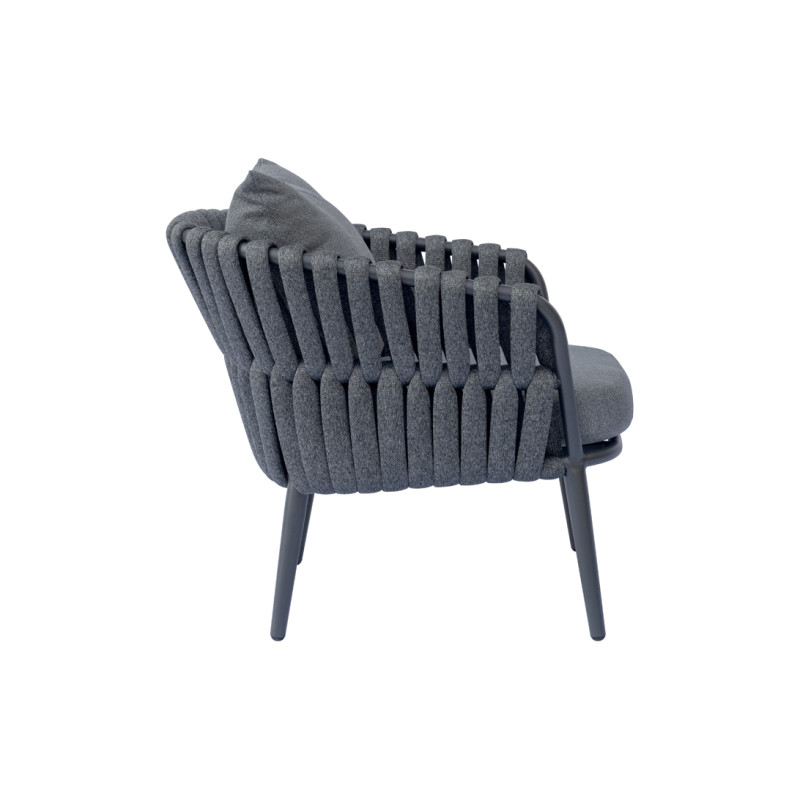 Salotto Marbella Alluminio Antracite E Corda Imbottita Moia