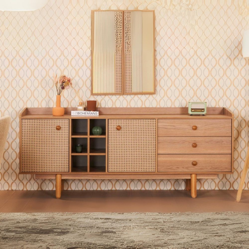Madia Natura rovere miele effetto vimini 2 ante 3 cassetti
