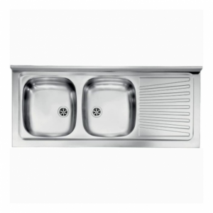 Lavello appoggio Mondial inox 120x50 2 vasche gocciolatoio