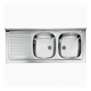 Lavello appoggio Mondial inox 120x50 2 vasche gocciolatoio