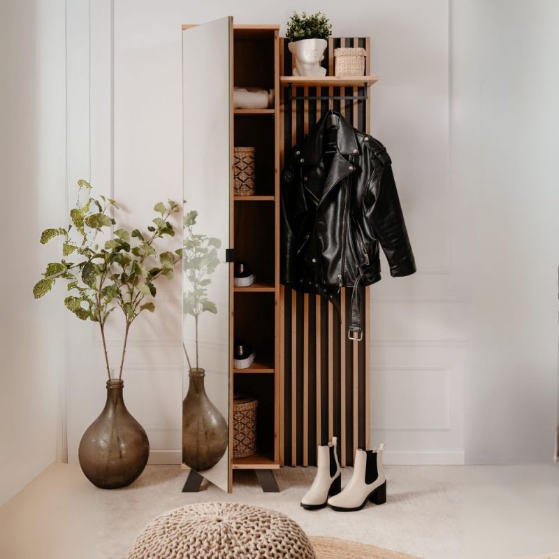 Mobile ingresso Medan 42A cannettato quercia antracite con specchio