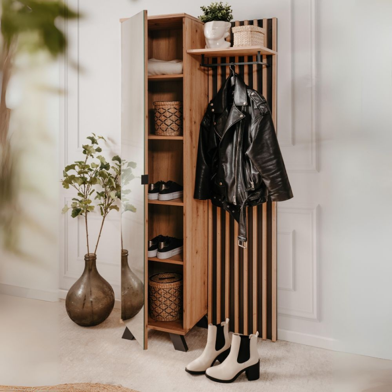 Mobile ingresso Medan 42A cannettato quercia antracite con specchio