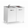 Cucinino 120 cm 2 ante bianco larice lavello e piano cottura in vetroceramica 120x60x85H