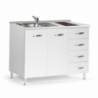 Cucinino 120 cm 2 ante e cassettiera e piano cottura in vetroceramica bianco larice 120x60x85H