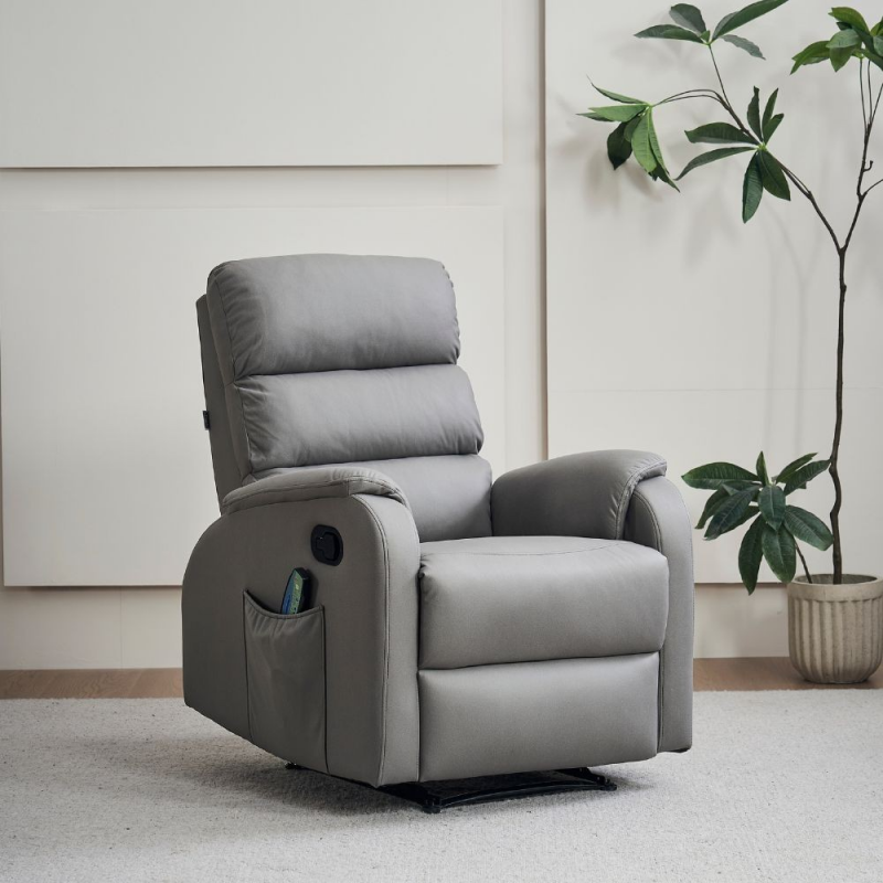 Poltrona relax Futura massaggiante nabuk grigio chiaro manuale