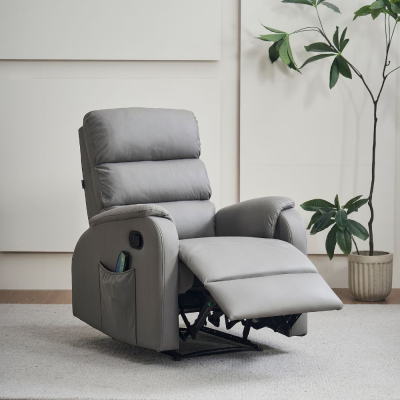 Poltrona relax Futura massaggiante nabuk grigio chiaro manuale