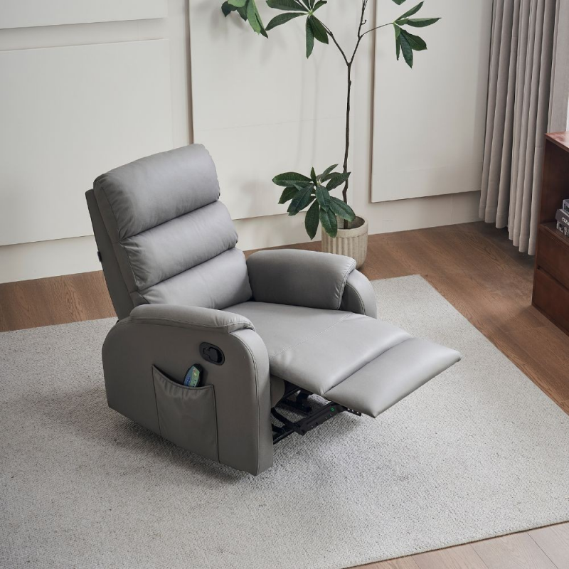 Poltrona relax Futura massaggiante nabuk grigio chiaro manuale
