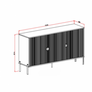 Zoom Madia Lotus 3 ante cashmere opaco cannettate con piedini e maniglie nere
