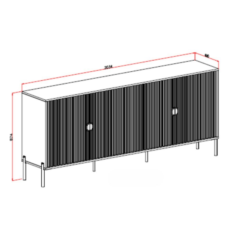 Madia Lotus 4 ante cashmere opaco cannettata piedini neri