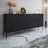 Madia Lotus 4 ante nero opaco cannettate moderna con piedini